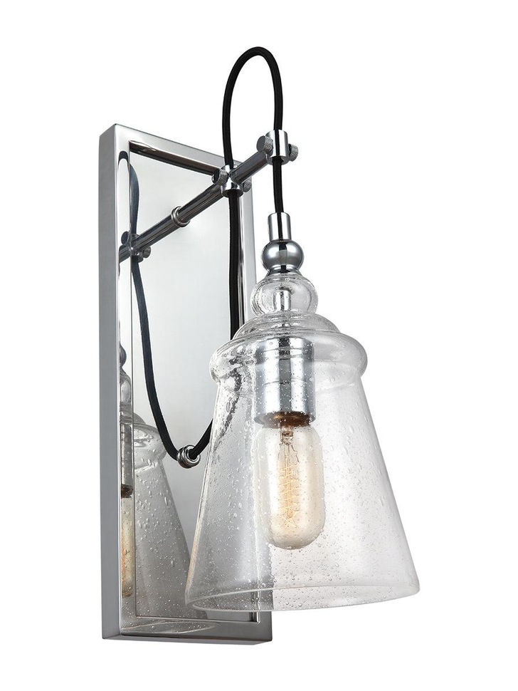 Quintiesse Loras 1 Wall Light In Polished Chrome Complete With Clear Seeded Glass - QN-LORAS1