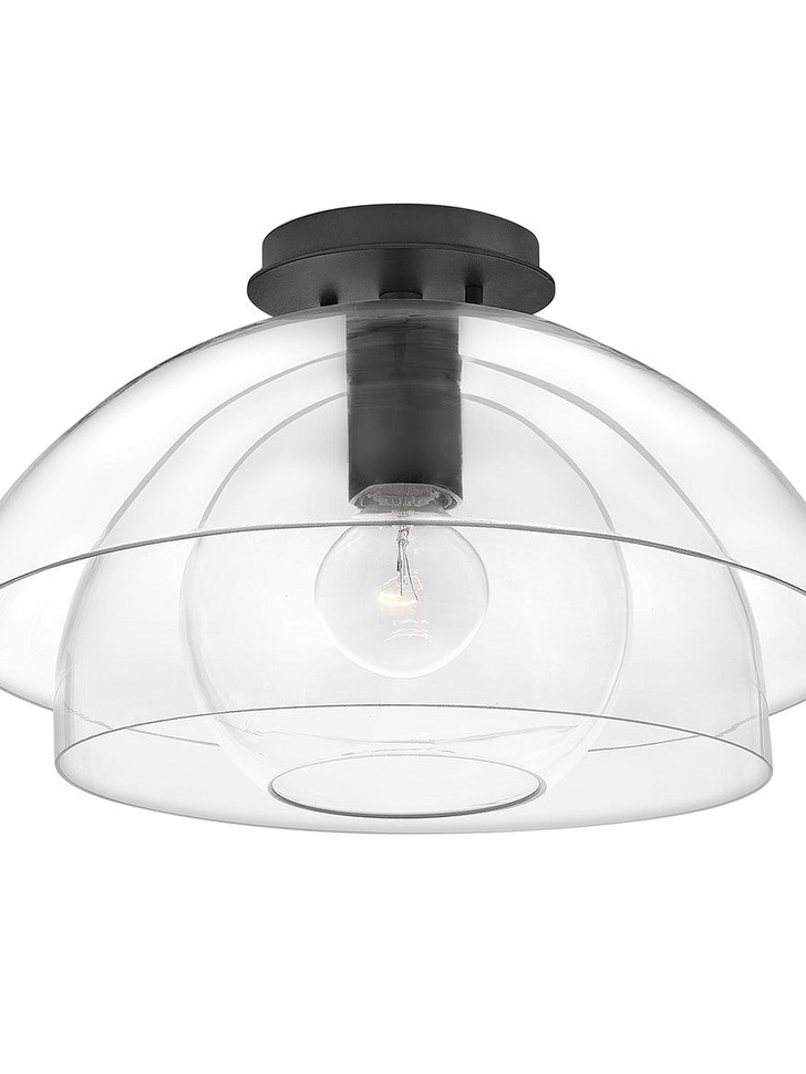 Quintiesse Lotus 1 Light Pendant / Semi-flush In Black With Clear Glasses - QN-LOTUS-P-BLK