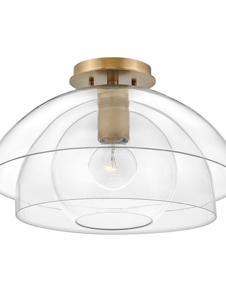 Quintiesse Lotus 1 Light Pendant / Semi-flush In Heritage Brass With Clear Glasses - QN-LOTUS-P-HBR