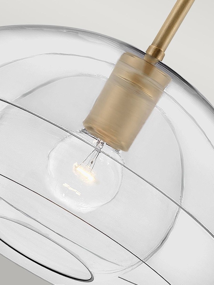 Quintiesse Lotus 1 Light Pendant / Semi-flush In Heritage Brass With Clear Glasses - QN-LOTUS-P-HBR