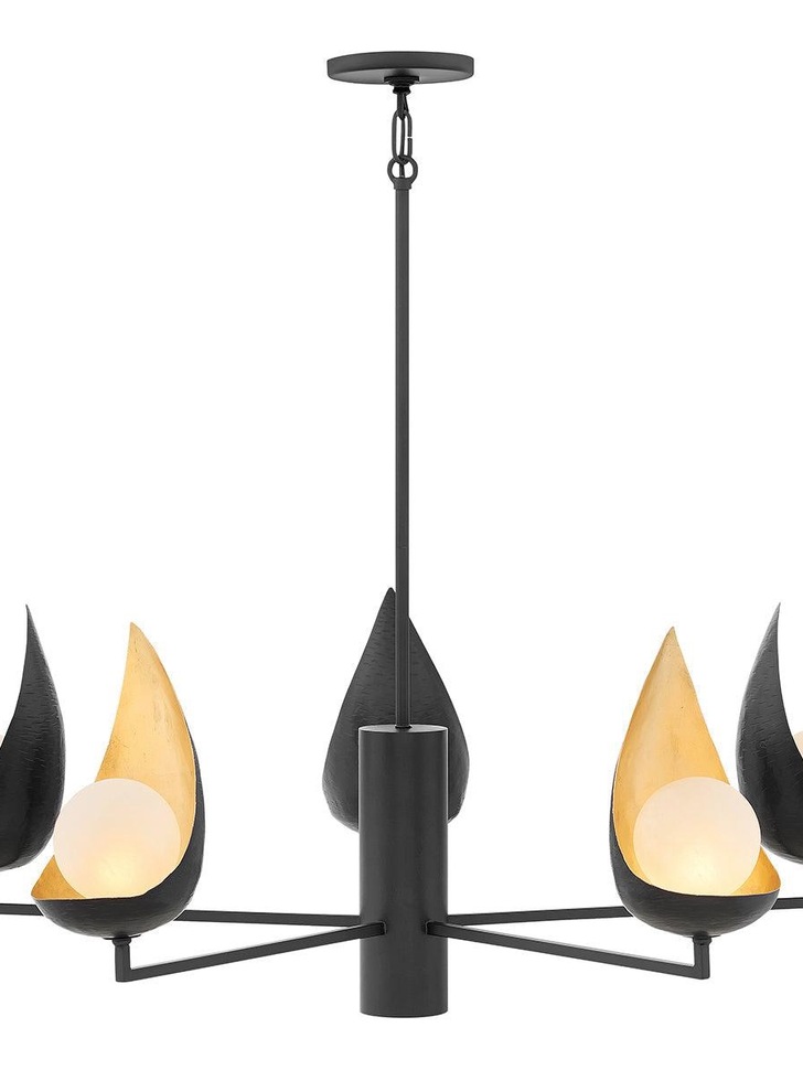 Quintiesse Ren 5 Light Chandelier In Black And Gold - QN-REN5