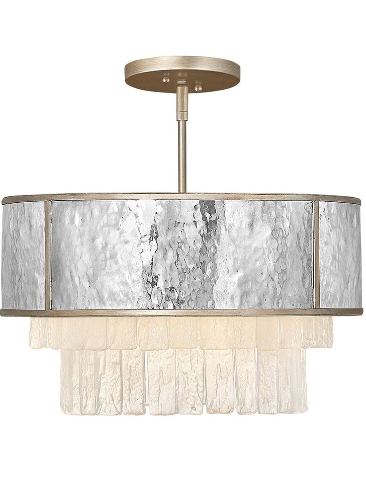 Quintiesse Reverie 4 Light Semi-Flush/Pendant In Hammered Stainless Steel And Champagne Gold - QN-REVERIE-4P-CPG