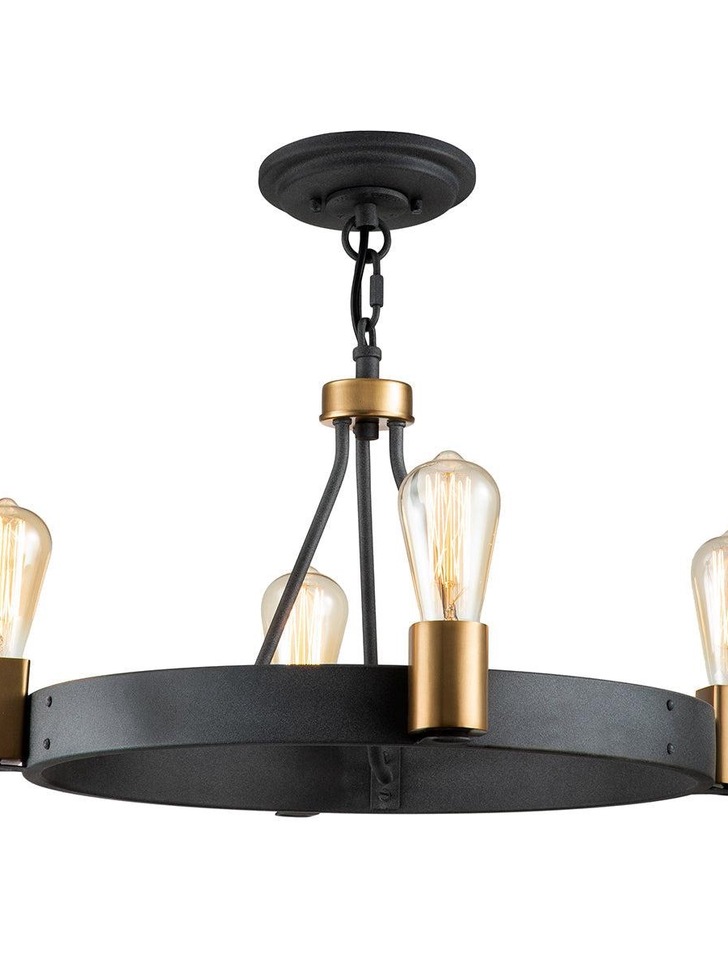 Quintiesse Silas 4 Light Pendant/Semi-Flush In Aged Zinc And Heritage Brass - QN-SILAS-4P-DZ