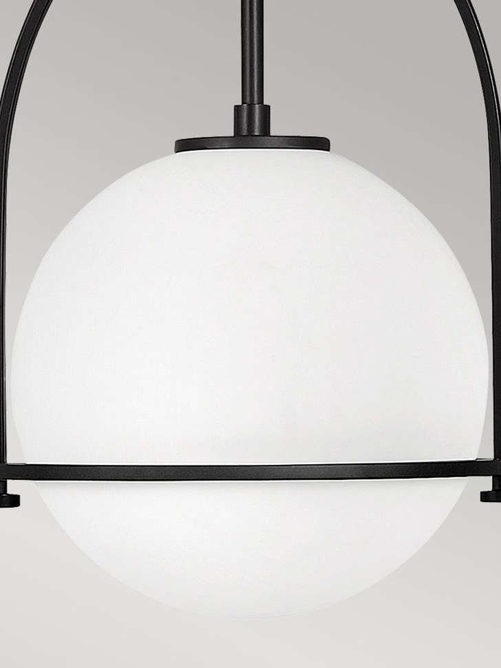 Quintiesse Somerset 1 Light Medium Pendant In Black Complete With Opal Glass - QN-SOMERSET-P-O-BK