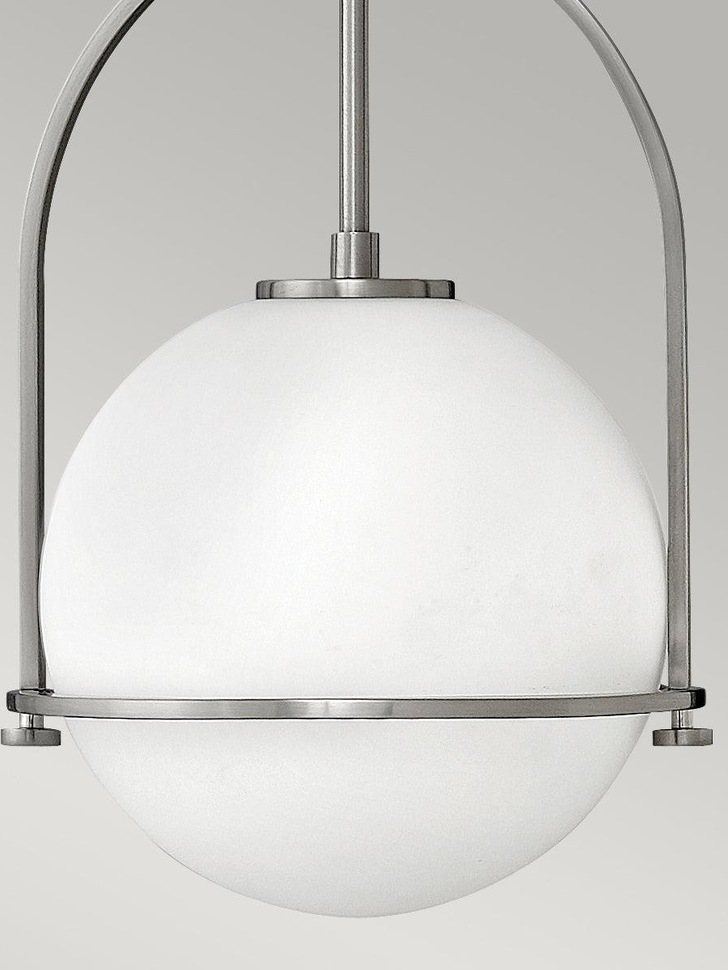 Quintiesse Somerset 1 Light Medium Pendant In Brushed Nickel With Opal Glass - QN-SOMERSET-P-O-BN