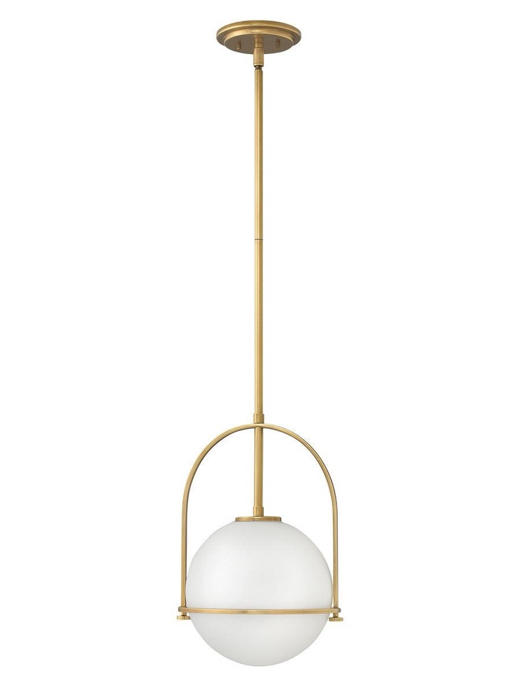 Quintiesse Somerset 1 Light Medium Pendant In Heritage Brass Complete With Opal Glass - QN-SOMERSET-P-O-HB