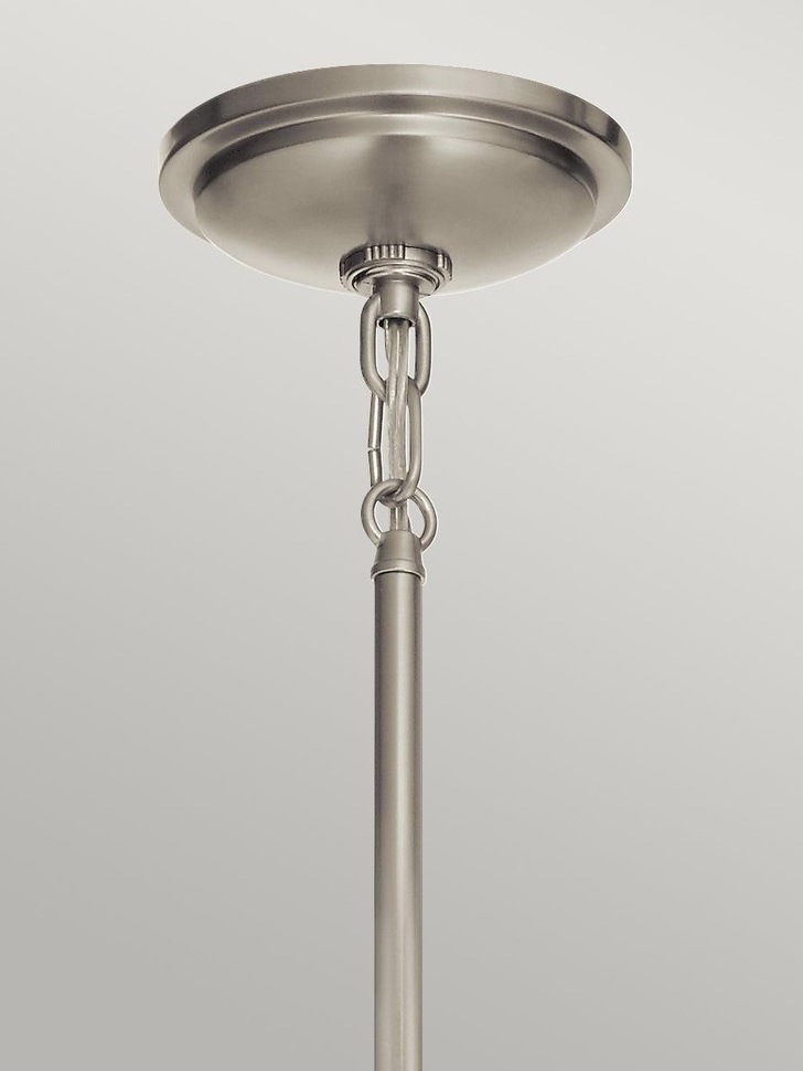 Quintiesse Tollis 1 Light Mini Pendant In Brushed Nickel And White Complete With Clear Ribbed Glass - QN-TOLLIS-MP-BN