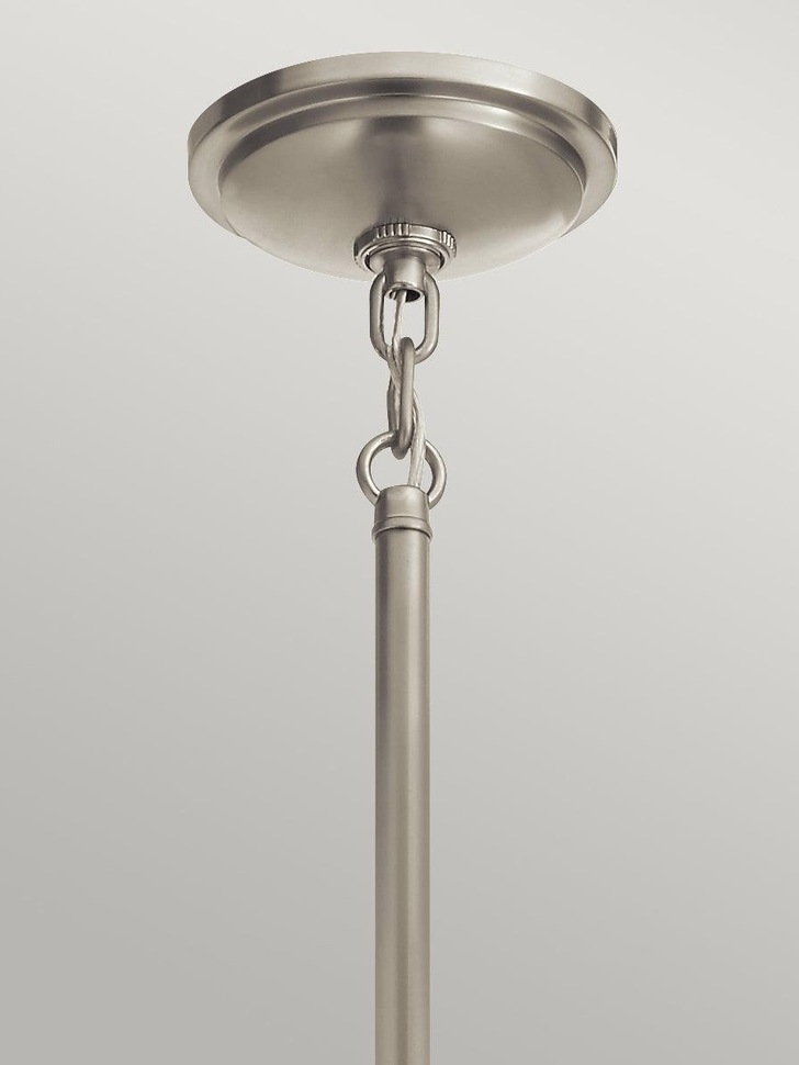 Quintiesse Tollis 1 Light Pendant In Brushed Nickel And White Complete With Clear Ribbed Glass - QN-TOLLIS-P-BN