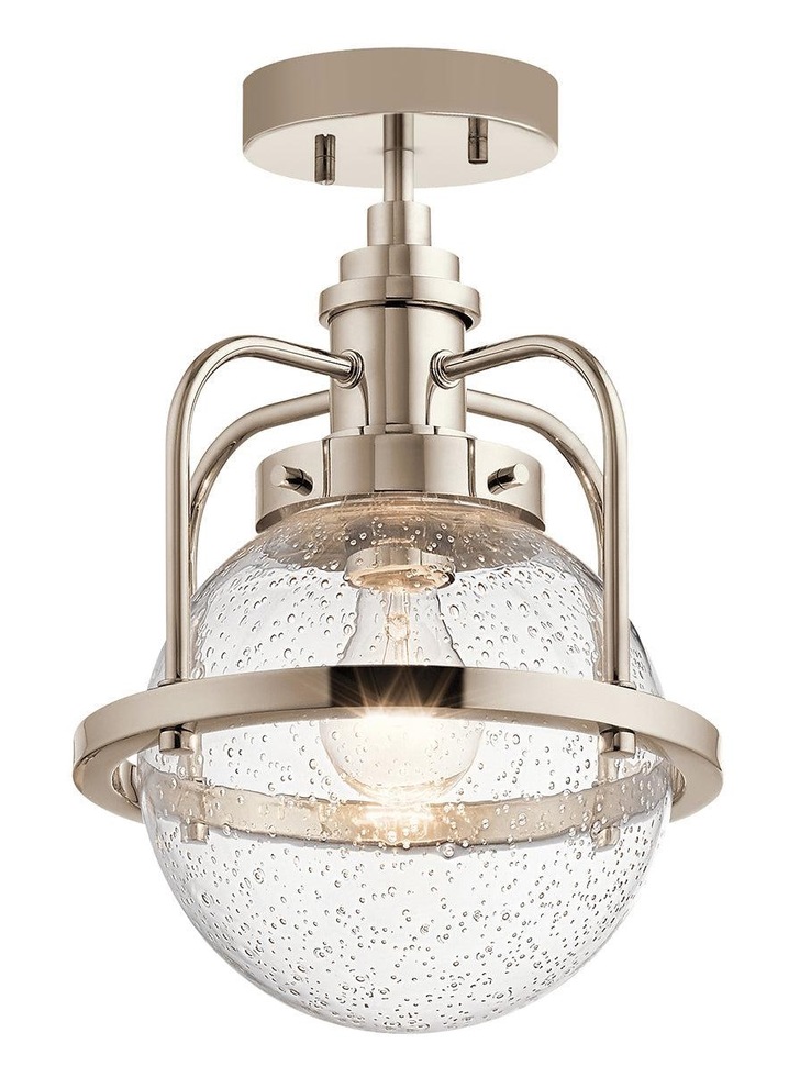 Quintiesse Triocent 1 Light Pendant/Semi-Flush Light In Polished Nickel Complete WIth Clear Seeded Glass - QN-TRIOCENT-P-PN