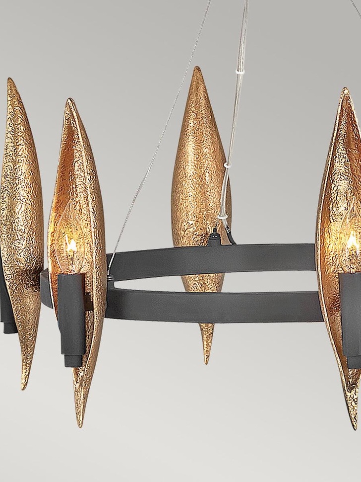 Quintiesse Willow 6 Light Chandelier In Black And Gold - QN-WILLOW6-CBK