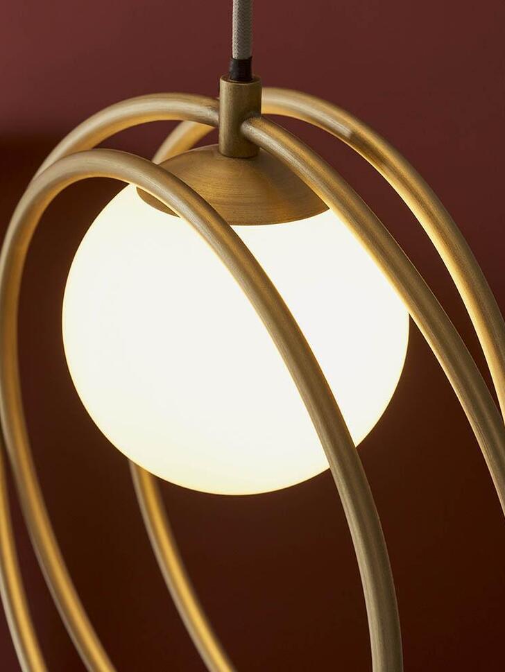 Thorlight Ravi Brushed Gold Finish 3 Light Cluster Pendant Complete With Glossy Opal Glass Globes