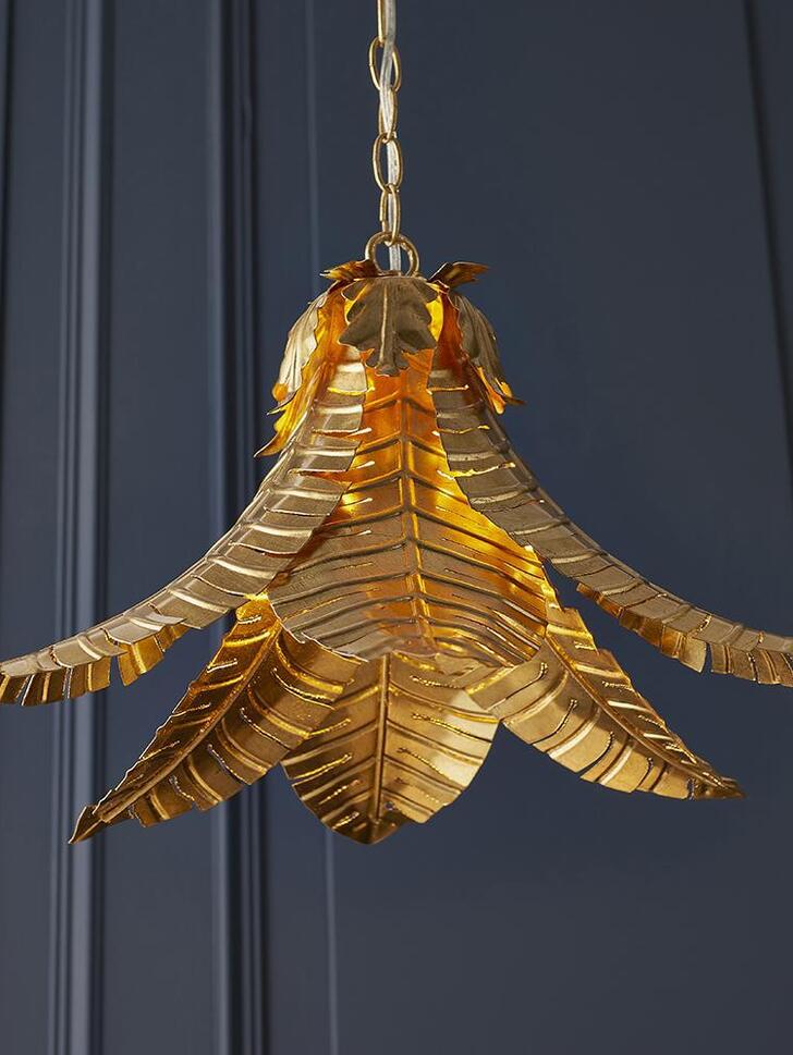 Thorlight Tatum Distressed Gold 1 Light Leaf Shape Pendant