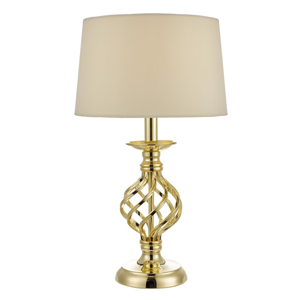 Dar Iffley IFF4135 Gold Twist Touch Table Lamp Complete With Cream