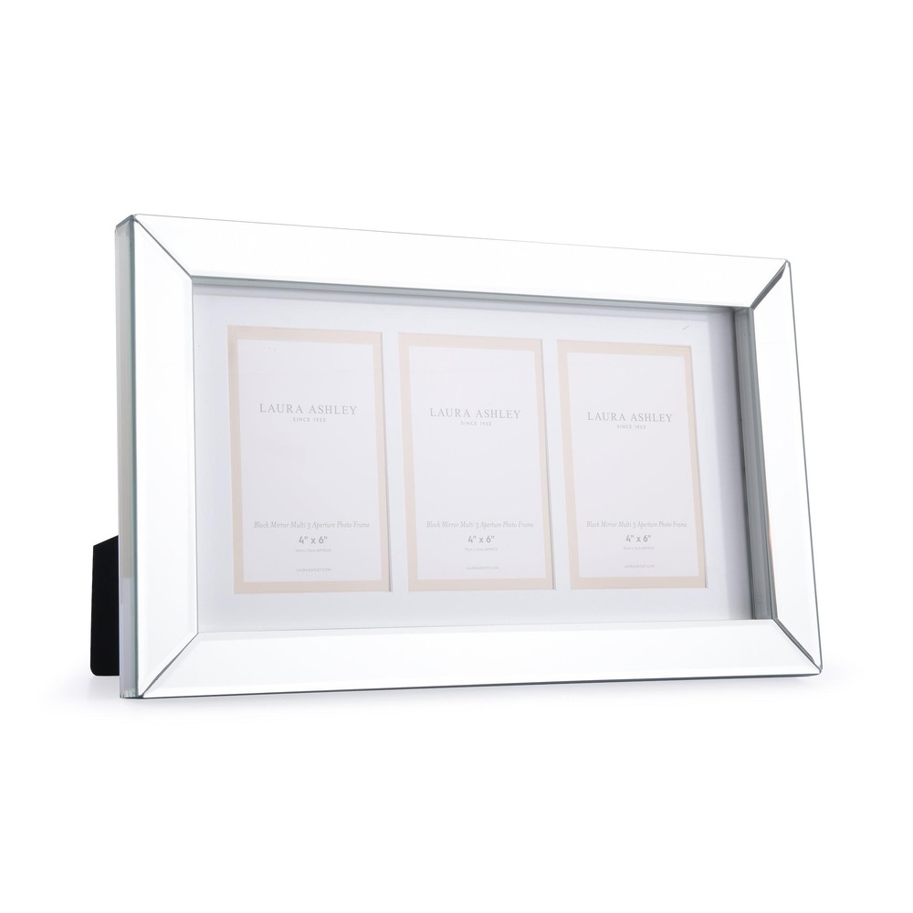 Laura Ashley 3 Block Aperture Photo Frame With Mirrored Edges - 3x