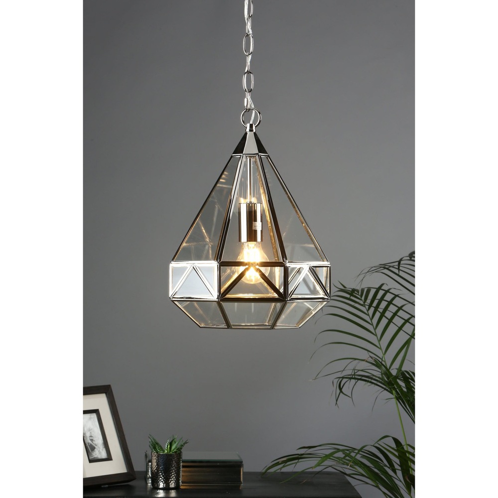 Laura Ashley LA3677582-Q Zaria Polished Nickel 1 Light Glass