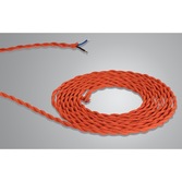 Photograph: 1 Metre Of Orange Braided Twisted 2 Core 0.75mm Cable