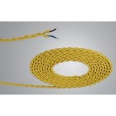 Photograph: 1 Metre Of Yellow Braided Twisted 2 Core 0.75mm Cable