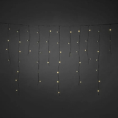 Photograph: 100 WARM WHITE Icicle Set Frosted Top Black Soft Cable 31V
