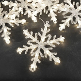 Photograph: 5 Acrylic Snowflakes 60 Warm White Led, Transparent Cable