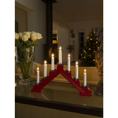 Photograph: 7 Bulb Welcome Light, Plastic, Red with Pine Decor Rings