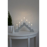 Photograph: 7 Led Bulb Candlestick Wood Matt Grey  Battery Operated