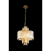 Photograph: Alol 43cm Round Brass/Clear 6 Light Crystal Pendant Light