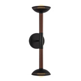 Photograph: Alora Mood Alm Matt Black And Walnut Wood 2 Light Dimmable Led Wall Light - 3000K