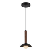 Photograph: Alora Mood Alm Matt Black And Walnut Wood Dimmable Led Mini Pendant - 3000K