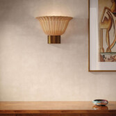 Photograph: Alora Mood Kai Brushed Gold And Rattan Wall Light