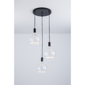 Photograph: Angel Black 3 Light Cluster Pendant Complete With Clear Angel LED Globes