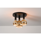 Photograph: Angel Black 3 Light Semi Flush Ceiling Light Complete With Assorted Smoked Angel LED Globes