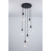 Photograph: Angel Black 6 Light Cluster Pendant Complete With Assorted Clear Angel LED Globes