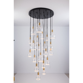 Photograph: Angel Black And Gold 21 Light Large Cluster Pendant Complete With Assorted Clear Angel LED Globes