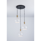 Photograph: Angel Black And Gold 3 Light Cluster Pendant Complete With Clear Angel LED Globes