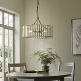 Photograph: Antalya Antique Brass And Clear Glass 5 Light Pendant Light