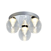 Photograph: Aria Polished Chrome 3 Flush Led Ceiling Light Complete With Clear Glasses - 4000K