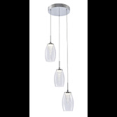 Photograph: Aria Polished Chrome 3 Light Led Cluster Pendant With Clear Glasses - 4000K