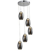 Photograph: Aria Polished Chrome 5 Light Led Cluster Pendant With Smoked Glasses - 4000K