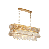Photograph: Avie 1m Oval Brass/Clear 13 Light Crystal Island Light