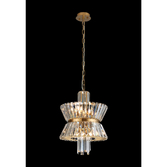 Photograph: Avie 35cm Round Brass/Clear 4 Light Crystal Pendant Light