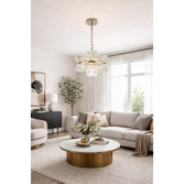 Photograph: Avie 57cm Polished Nickel/Clear 12 Light Crystal Pendant Light