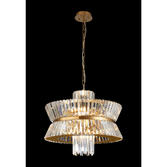 Photograph: Avie 57cm Round Brass/Clear 12 Light Crystal Pendant Light
