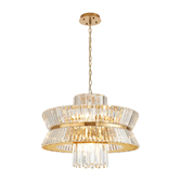 Photograph: Avie 70cm Round Brass/Clear Large 18 Light Crystal Pendant Light