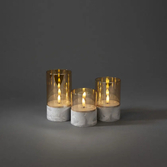Photograph: B/O Candles Brown glass, 8x10/12,5/15cm, 6H timer 2xAA