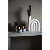 Photograph: B/O Candles Grey glass, 8x10/12,5/15cm, 6H timer 2xAA