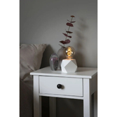 Photograph: B/O Wooden decoration white, 1 amber Led. Tim.6H 3xAAA&USB