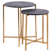 Photograph: Black Marble Side Tables With Gold Legs 2 Pack