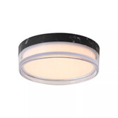 Photograph: Button Round 230mm Black Marble Effect Square Flush Ceiling Light - IP44 - 3000K