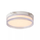 Photograph: Button Round 230mm White Marble Effect Square Flush Ceiling Light - IP44 - 3000K