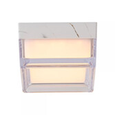 Photograph: Button Square White Marble Effect Square Flush Ceiling Light - IP44 - 3000K